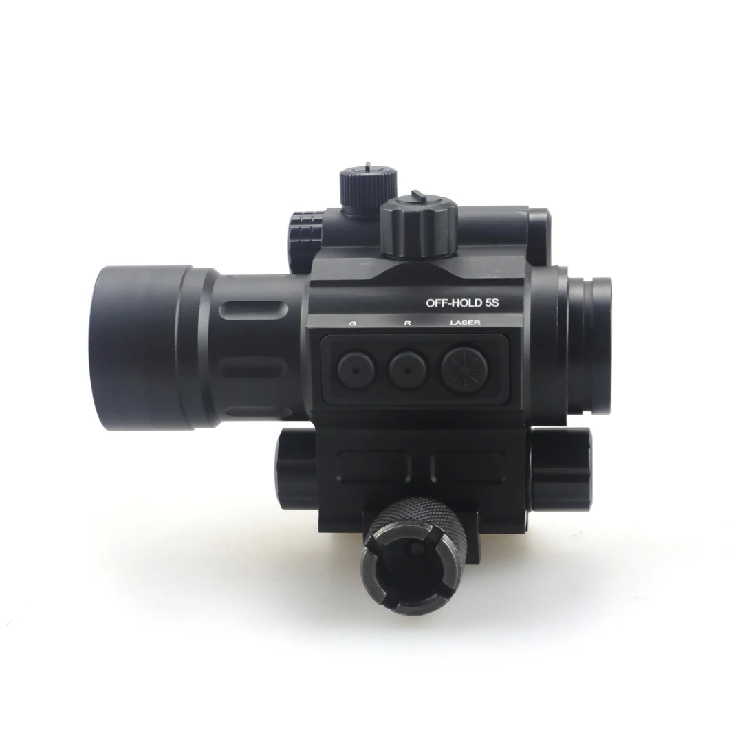 2021 Latest Tactical Hunting Compact 3moa Enclosed Weapon Red & Green DOT Sight with Side 3 Buttons Switch with Side Attached Red Laser Aimer Scope