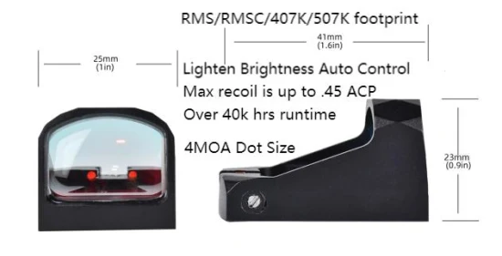 Compitiendo Tasco 4moa Caza táctica compacta Más de 40K horas IC LED Lighten Sensor Reflex Red DOT Arma Alcance Ultimate Hunting Rmsc Huella Red DOT Sight