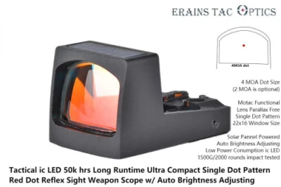 Compitiendo Tasco 4moa Caza táctica compacta Más de 50K horas IC LED Motac Reflejo abierto Panel solar Red DOT Arma Alcance Ultimate Hunting Red DOT Sight