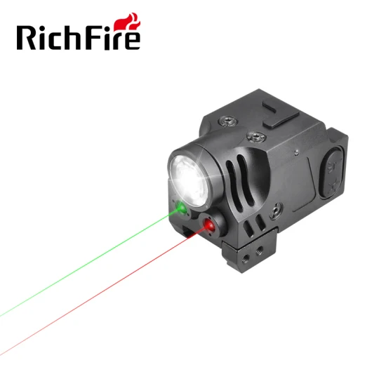 Linterna táctica de caza combo de vista de punto láser rojo verde de riel de 20mm de liberación rápida